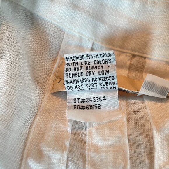 Territory Ahead Long White Linen Pintuck Button Up Tunic Womens Size S Lagenlook - Picture 7 of 11